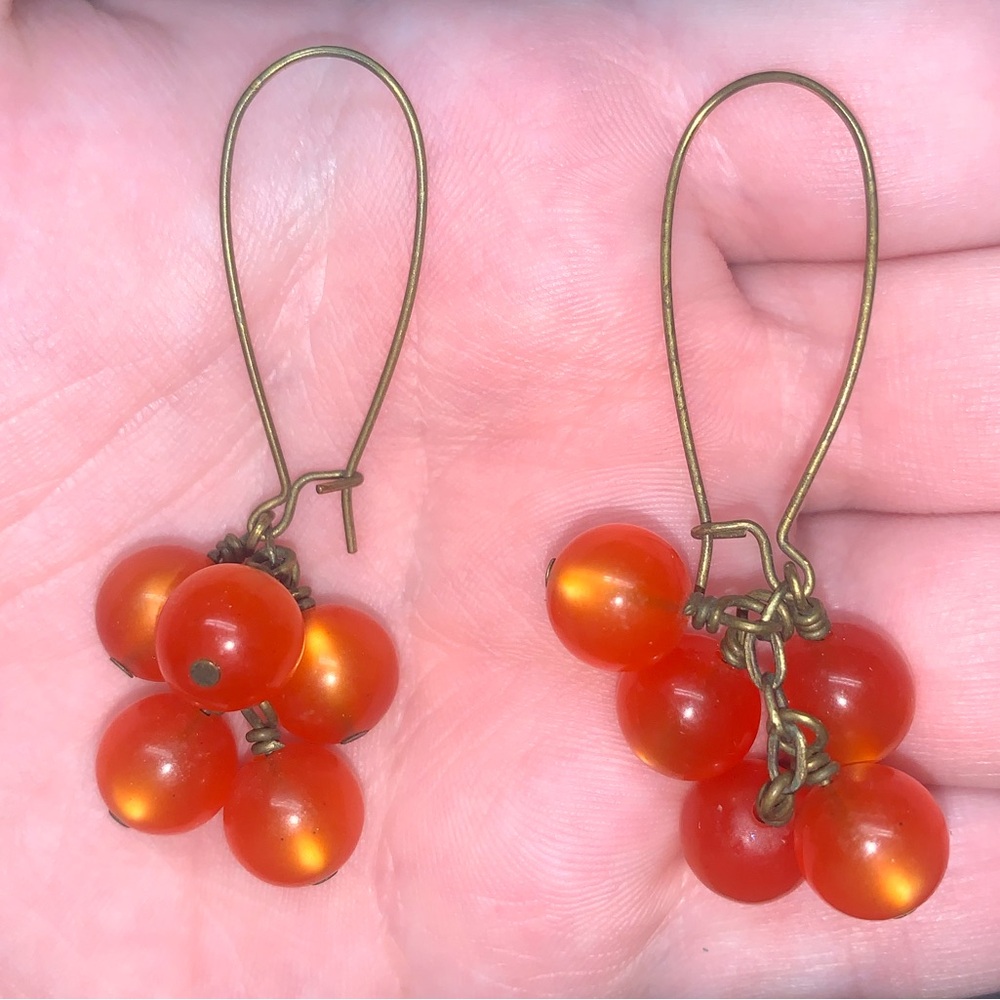 Orange Beaded Dangle Earrings
